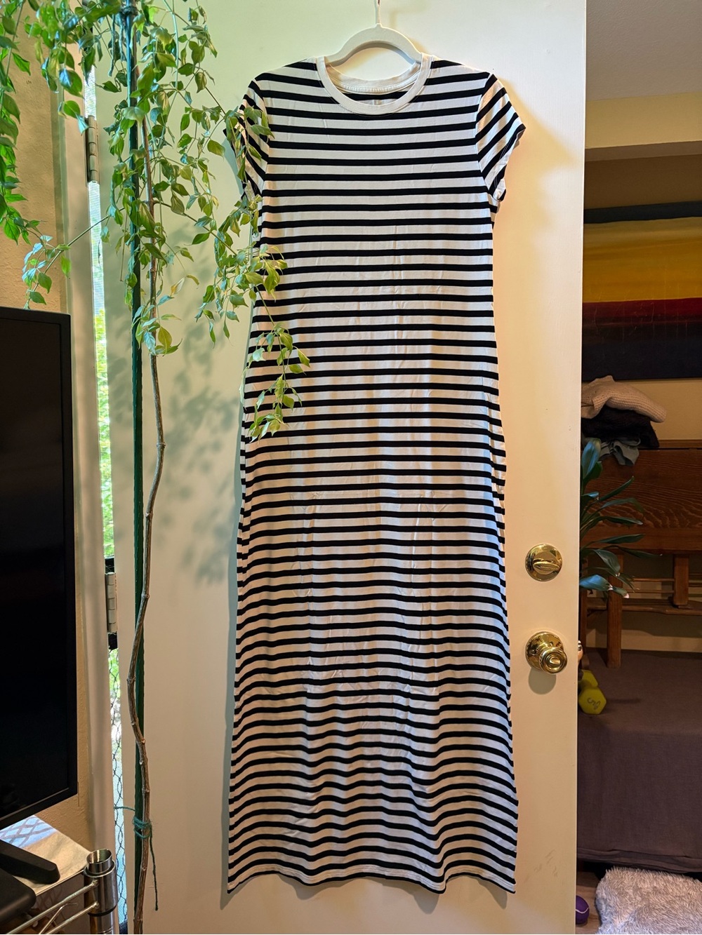 A New Day Black and Cream Striped Tee